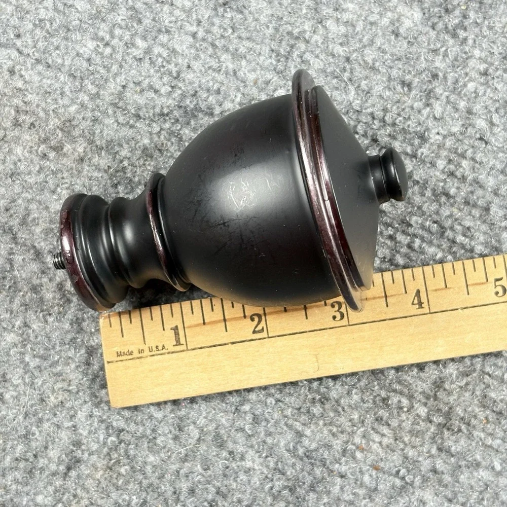 Vintage Black Curtain Rod Finials Purple Details Set of 4 Urn Shape 4